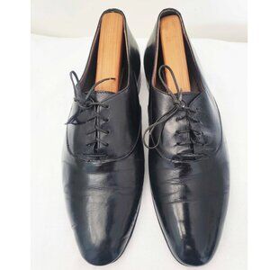 Vintage Nordstrom Men's Black Leather Extra Sleek Oxford Dress Shoes Italy 8.5